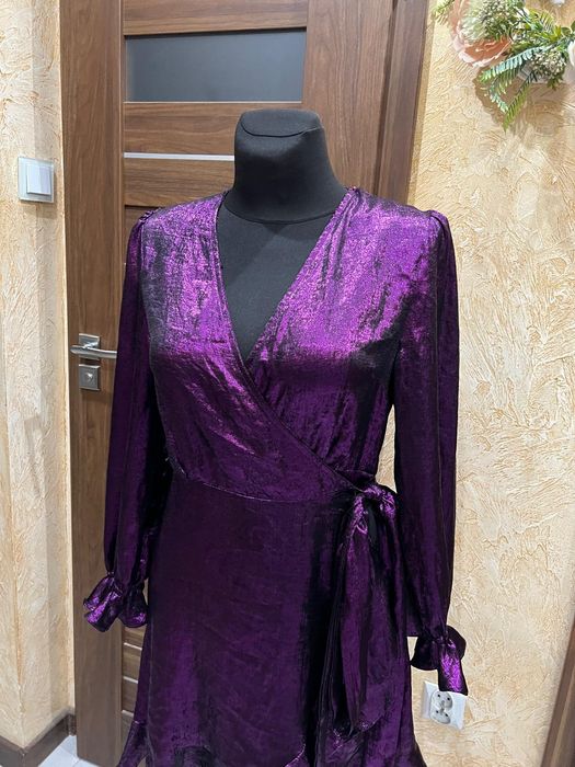 Nowa sukienka wiązana metaliczna damska  M/L