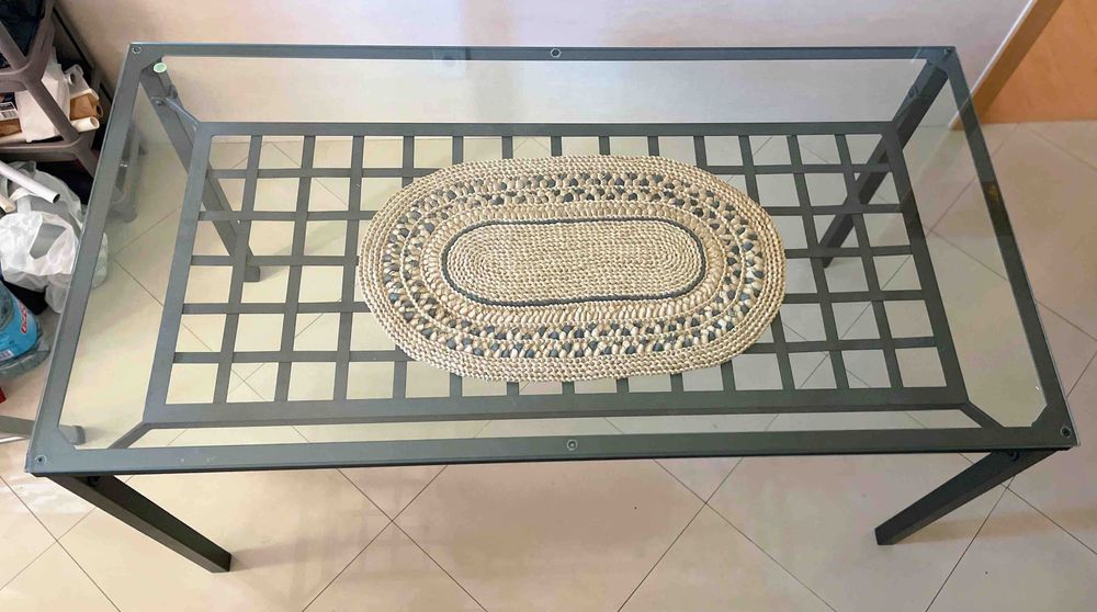 Conjunto de mesa de refeição retangular e 4 cadeiras