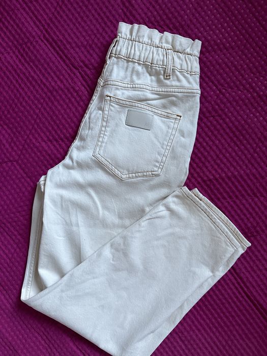 Maje 36 S jeansy białe kremowe cotton wysoki stan