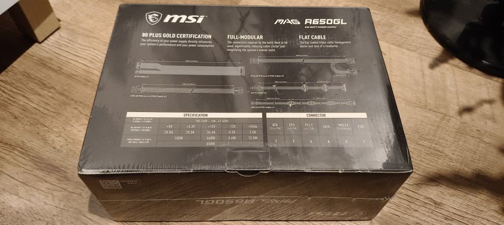 Nowy zasilacz MSI MAG A650GL 80 PLUS GOLD