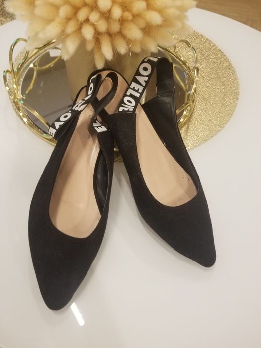 Buty czarne baleriny Love kokardą wyprzedaż  38