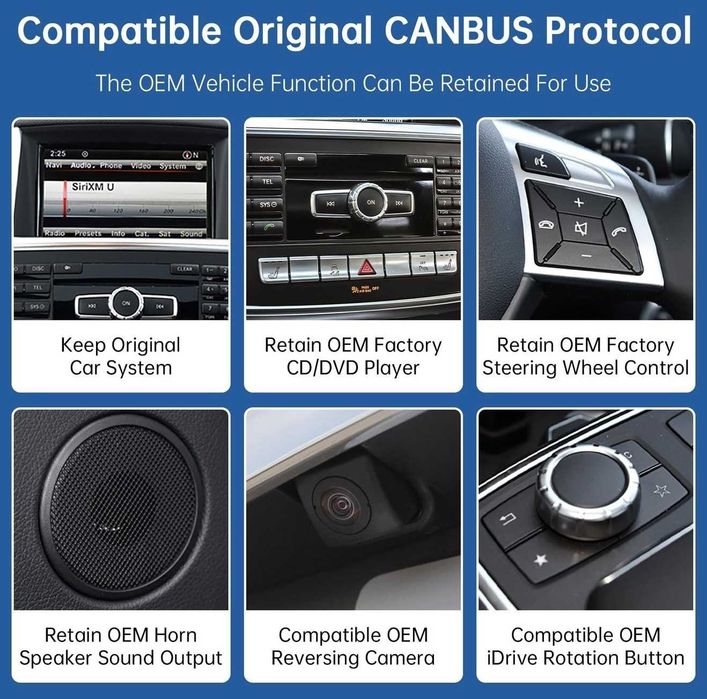 CarPlay Android Auto Radio DAB+ Opcja Android GPS Nawigacja BT WiFi 4G USB MP3 MP4 YouTube Bluetooth Mercedes ML W166 GL X166