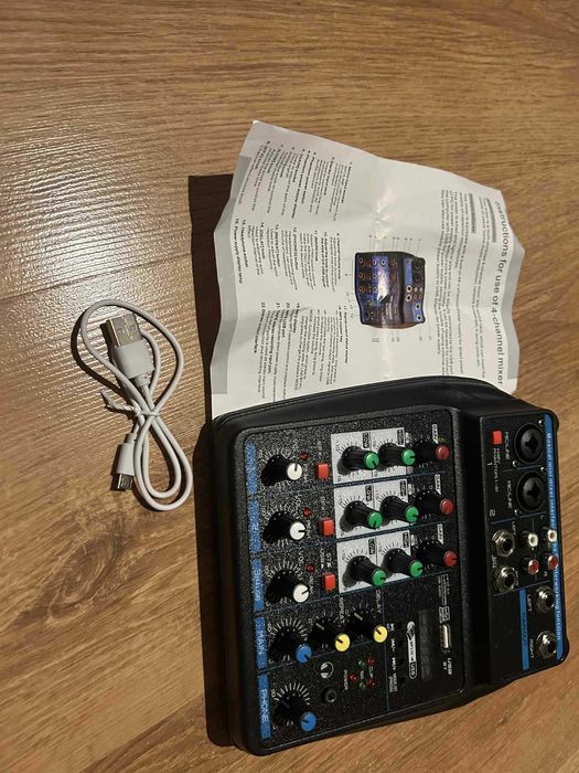 Nowy mikser audio 4-kanałowy  + efekty - idealny do streamów i nagrań