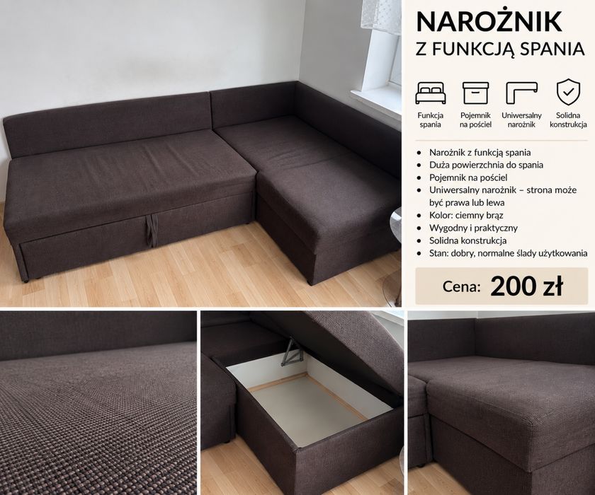 Narożnik z funkcja spania