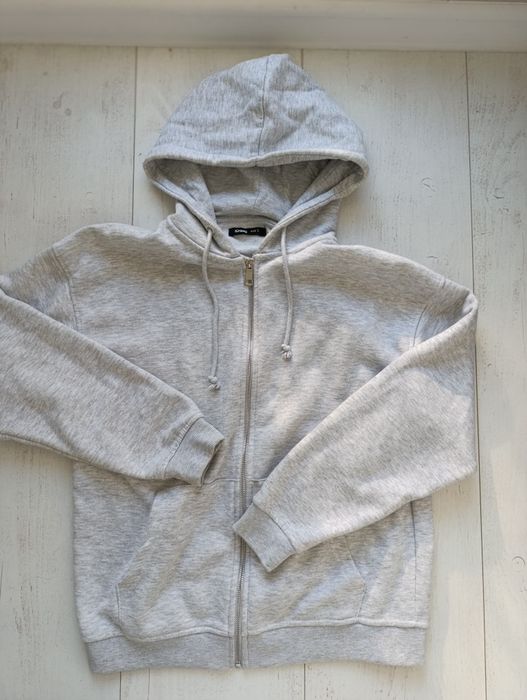 Bluza damska S 36 Sinsay szara na zamek kieszenie kaptur oversize