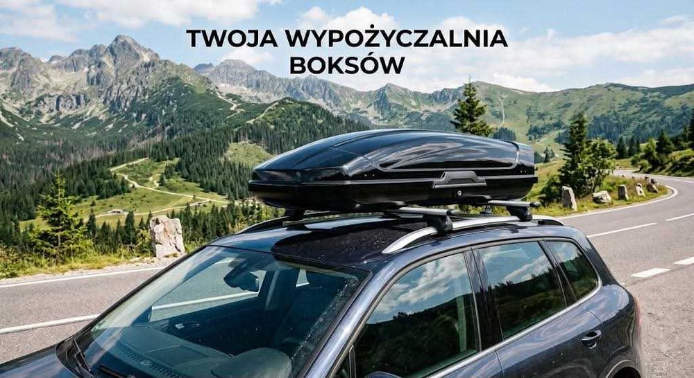 Wypożyczalnia Boxów Dachowych i Bagażników | Komplet: Box + Belki | Bezpieczna Podróż