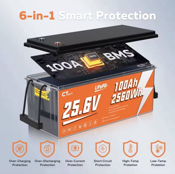 Ctolity 24v 100Ah Bluetooth LiFePO4 акумулятори