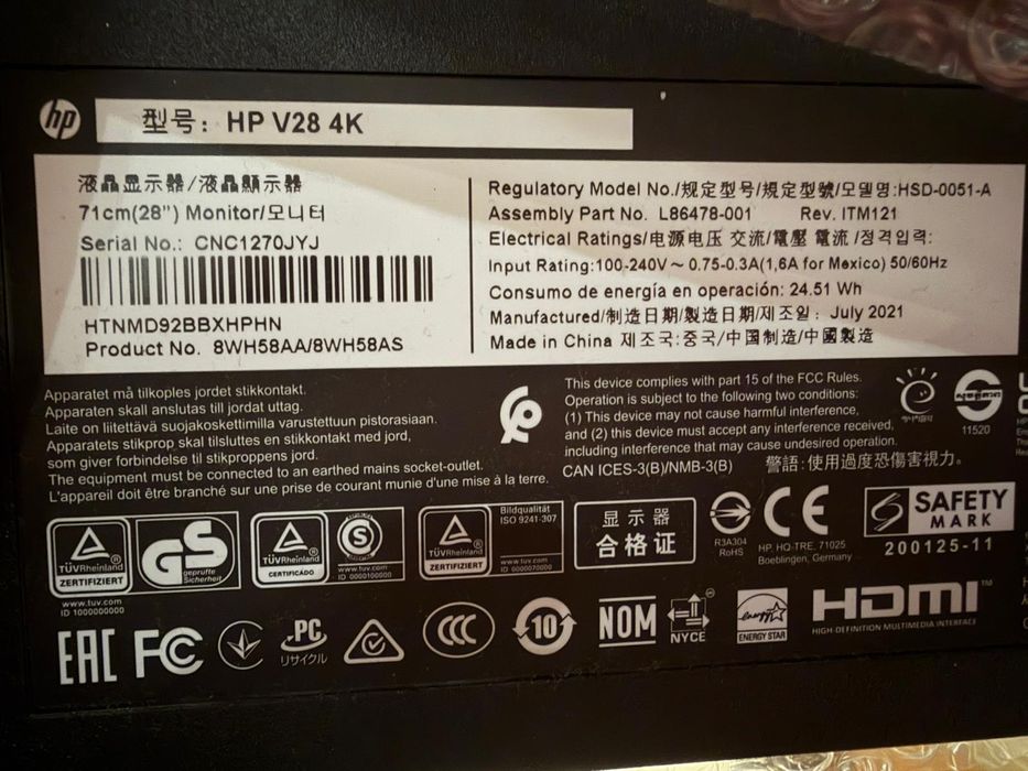 Monitor - HP V28 4K - BARATÍSSIMO