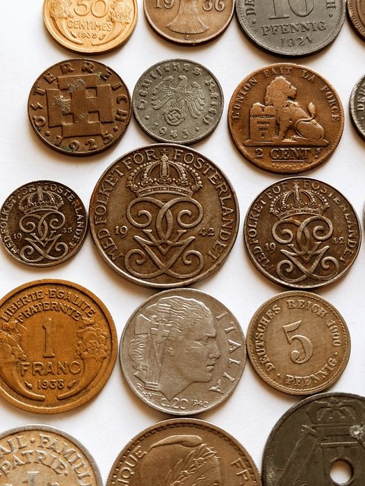 25 старовинних монет світу. Німеччина Швеція Франція Бельгія Голландія