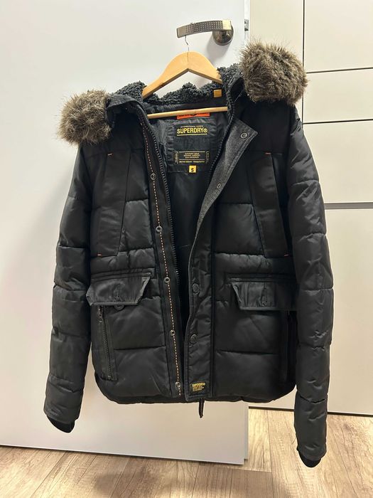SUPERDRY kurtka zimowa chlopiec męska S czarna gruba oryginalna