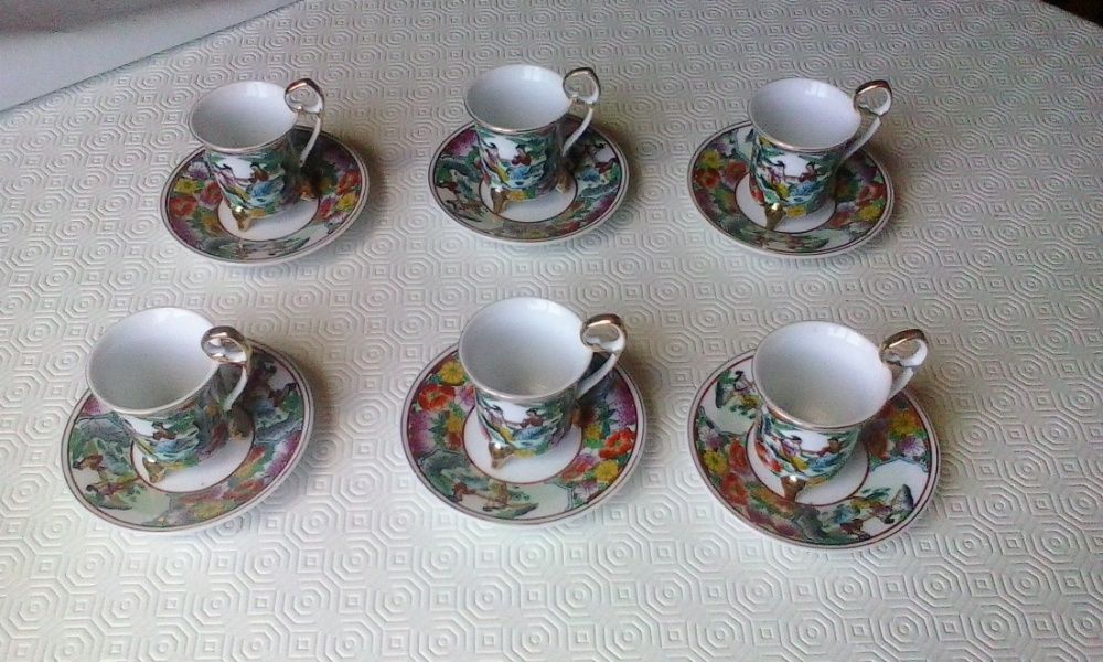 Conjunto de 6x chávenas japonesas com motivo asiático - Impecável