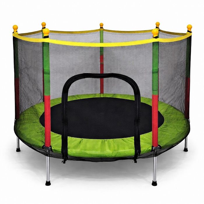 Батут дитячий Fitonix 140 см посилений із захисною сіткою. Зелений