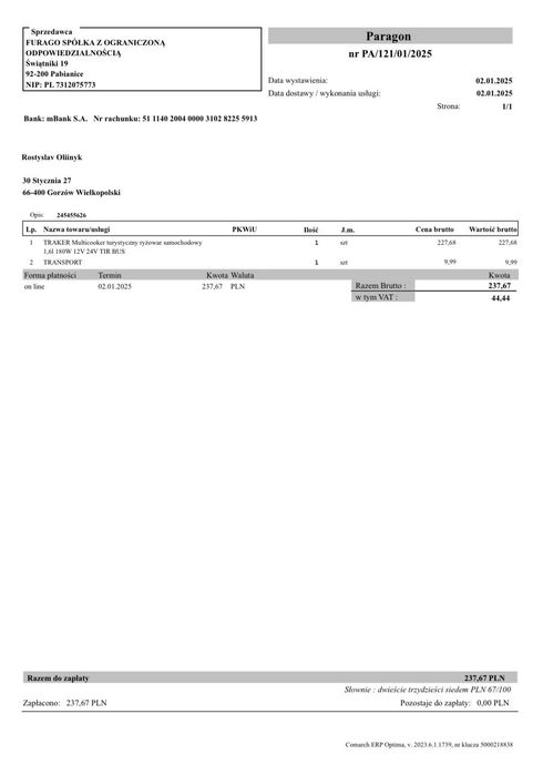 Multicooker Samochodowy 1,6l RyzowarTurystyczny 12V