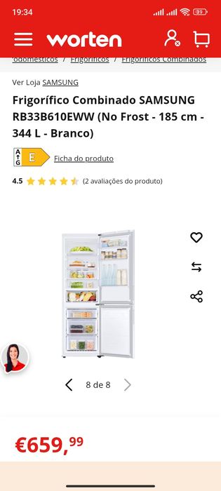 Frigorífico combinado Samsung novo