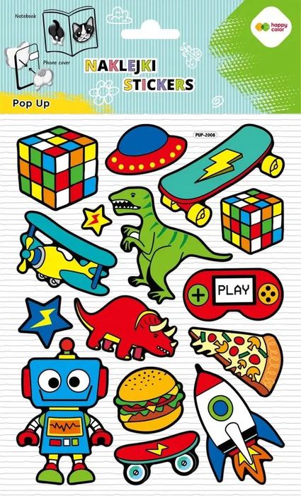 Naklejki dekoracyjne Pop Up 3D Cool Toys Zabawki Happy Color. Happy Color