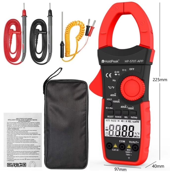 Струмові кліщі постійного струму з Bluetooth HoldPeak HP-570APP, різні