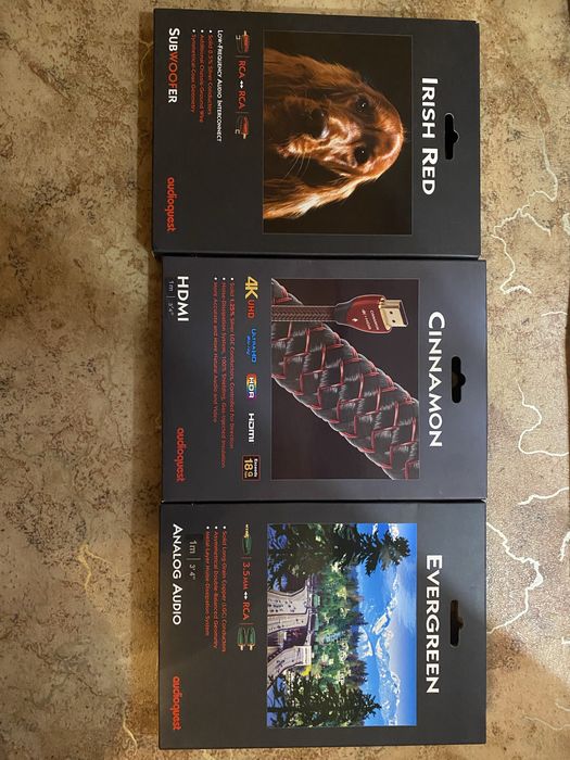 AudioQuest -HDMI  Cinnamon /Evergreen 3.5mm  2RCA / IRISH RED-sub 2.0m