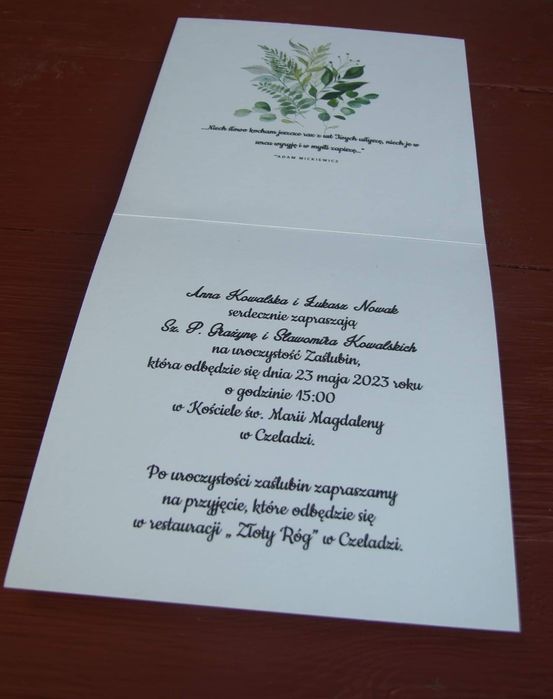 Zaproszenie ślub, wesele