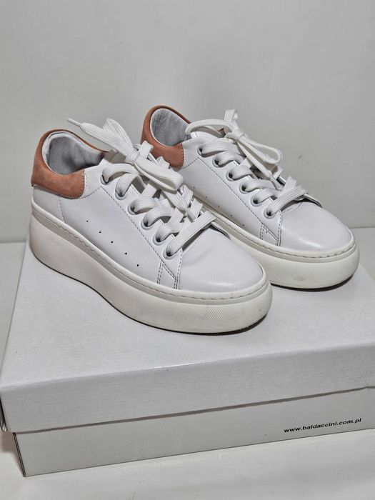 Baldaccini Sneakersy skórzane białe Trampki 37 / 38 jak NOWE