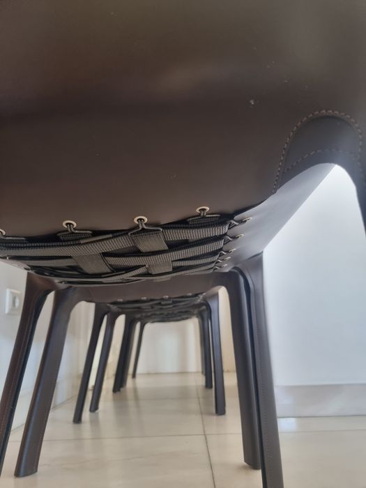 8 Cadeiras  Matteo Grassi, Cocoa Saddle Leather Chair,  Italy, 1970s