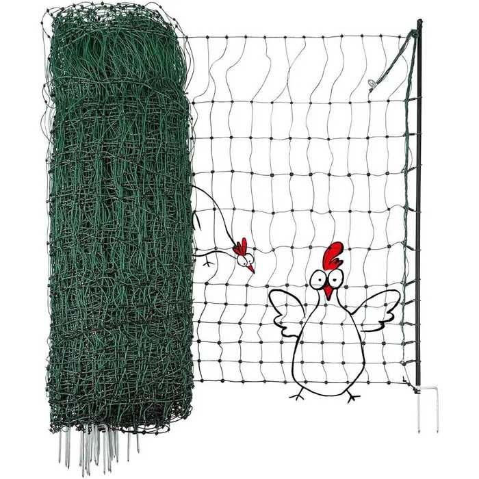 Siatka elektryczna Premium 50 m / 122 cm – podwójny szpic, zielona, maksymalna ochrona drobiu
