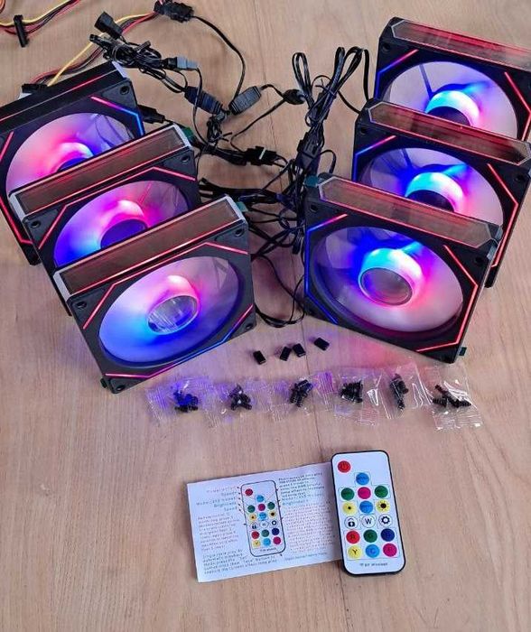 Нові ARGB гарні якісні 4pin вентилятори 6шт з пультом і контролером