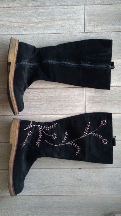 Kozaki skóra zamsz czarne CLARKS 38 szyte