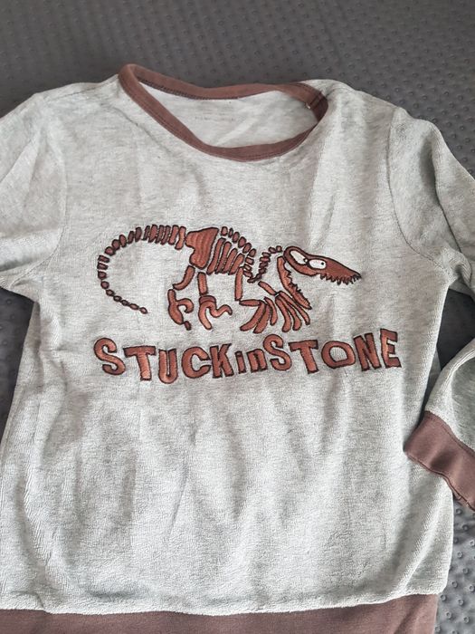 Cienki dres welurowy H&M dinozaur piżama 98 104