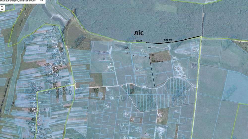 125 соток з соснами, власна водойма, прямий вихід до лісу Мотижин