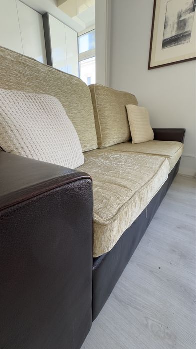 Sofá 2 Lugares Pele + Tecido – Super Preço Promoção