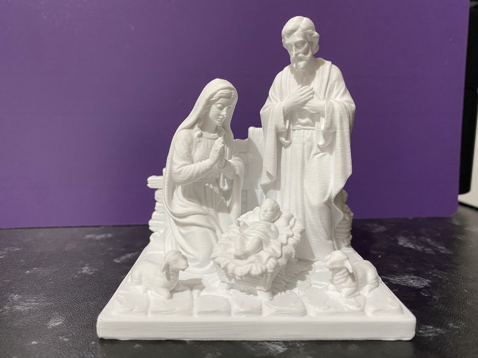 Presépio Sagrada Família branco com ovelhas — impressão 3D
