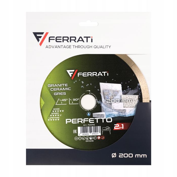 Ferrati Perfetto 200Mm Bardzo Precyzyjna Tarcza Do Ceramiki Gresu