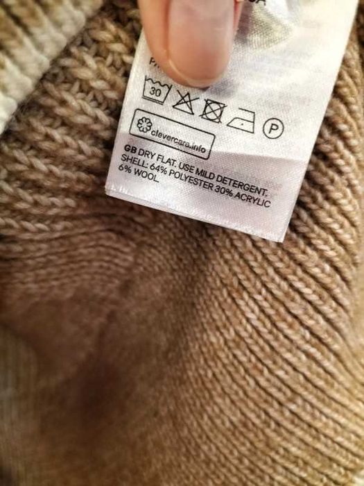 Ciepły sweter ala nietoperz dzianina nude szerokie rękawy bufiaste h&m