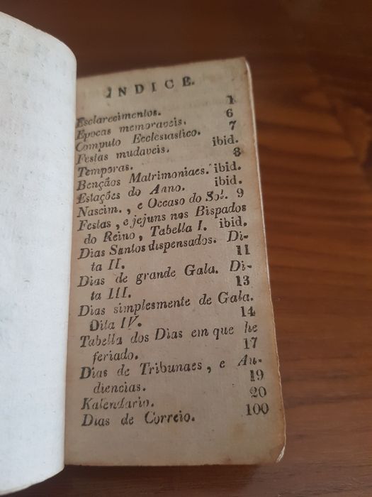 Folhinha Ecclesiastica e Civil Lisboa 1827