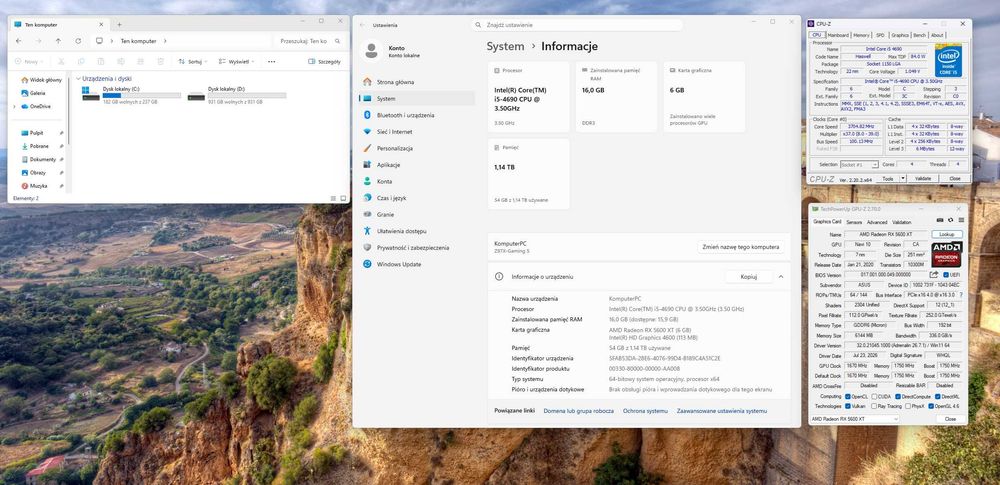 Komputer gamingowy i5 / RX 5600 XT / 16GB RAM