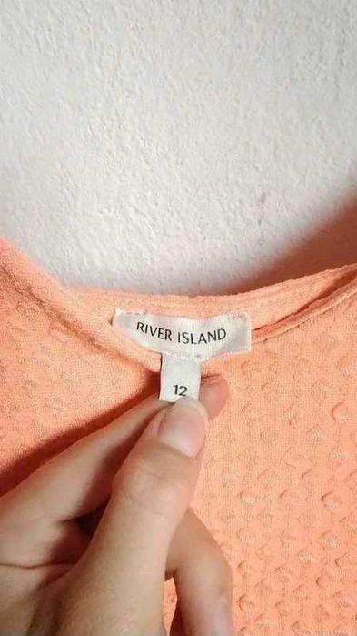 River Island Neonowa koralowa brzoskwiniowa sukienka wzory M L