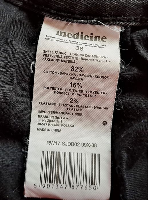 Spodnie Medicine jeans, kolor czarny, rozmiar 38, stan bardzo dobry