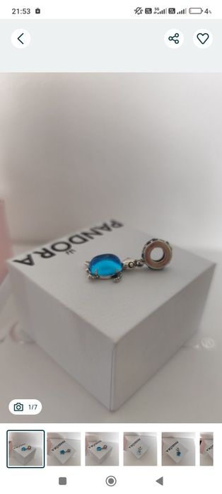 Charms zawieszka żółw kolor niebieski S925 do bransoletki Pandora