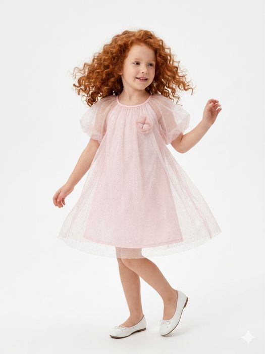 Біла нарядна блискуча сукня M&S. Плаття святкове. Блестящее платье рубчик белое