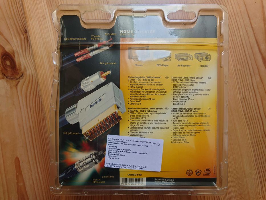 Kabel Hama 3x cinch (YPbPr) - D-Sub 15 (VGA) 5m