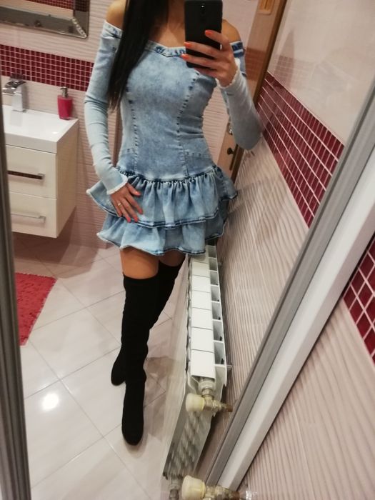 Sukienka Lou 34 xs 36 s xs/s jeans jeansowa denim falbanki gigi