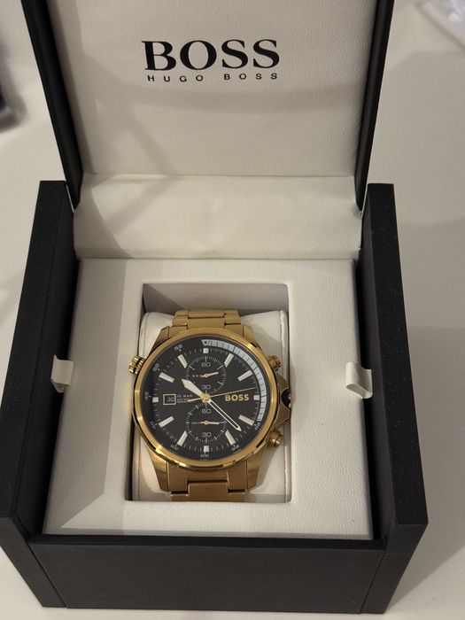 zegarek męski HUGO BOSS GLOBETROTTER ZŁOTY pudełko jak NOWY
