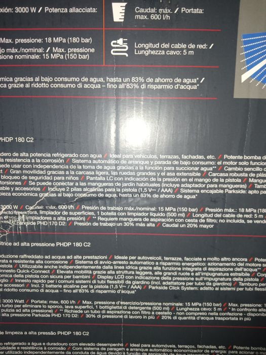 Máquina de lavar pressão Parkside 180bar