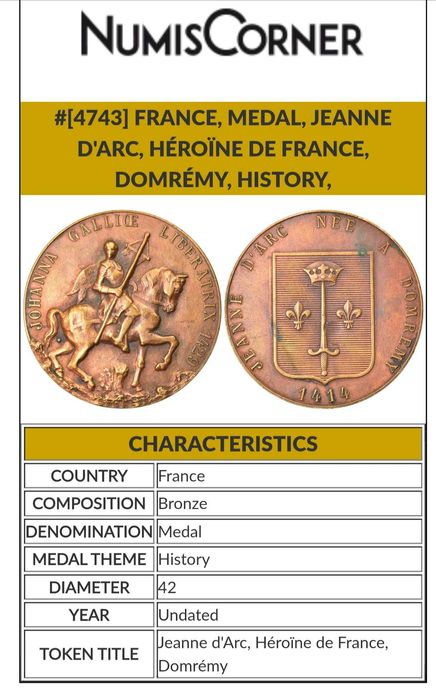 Medalha comemorativa Francesa "Jeanne D'Arc"