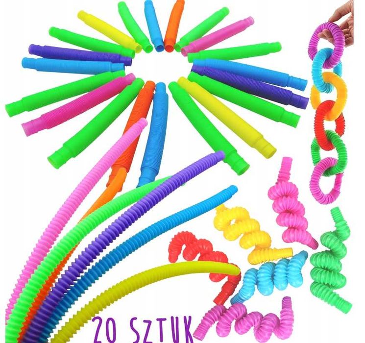 LT536 zestaw 20 rurki sensoryczne tuby POP UP do łączenia sprężynki