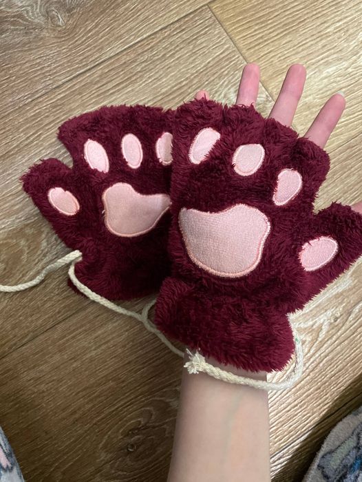Рукавички лапки з мотузкою м’які рукавиці без пальців
