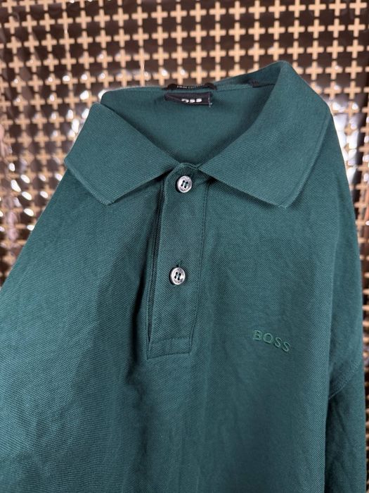 Преміальний лонгслів-поло Hugo Boss оригінла S-M Dark Green