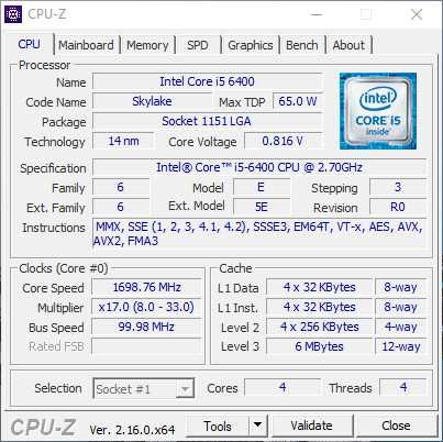 Motherboard ASUS H110M-A/M.2 + CPU i5-6400 + 16GB (2x8GB) DDR4