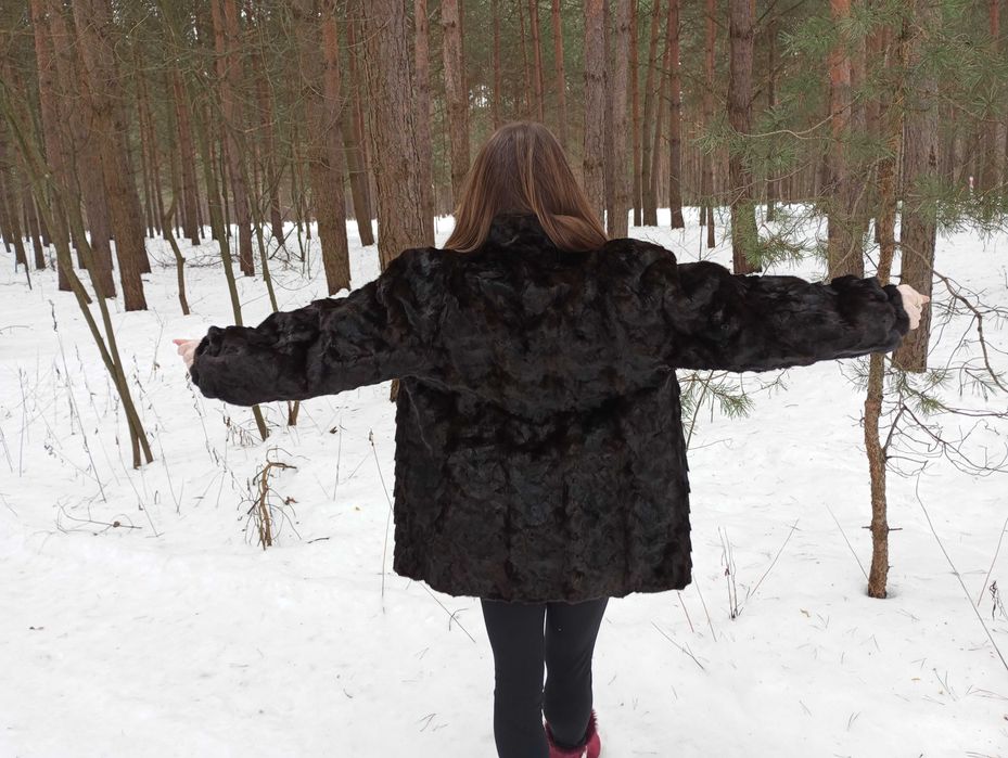 Piekne Futro z norek , norki naturalne - główki , czekoladowe S/M