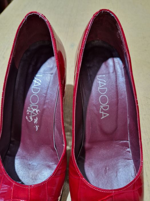 Buty czółenka lakierki czerwone na obcasie